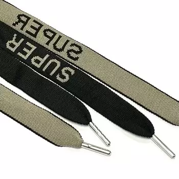 Шнур плоский с металлическим наконечником, цвет серый