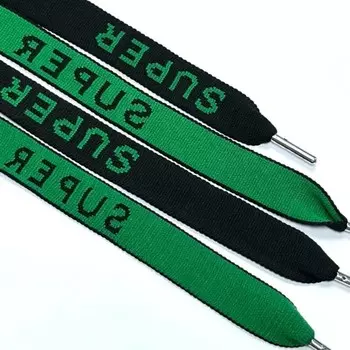 Шнур плоский с металлическим наконечником, цвет зелёный