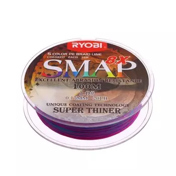 Шнур Ryobi SMAP PE8X, диаметр 0.17 мм, тест 9.1 кг, 100 м, Multi Colour