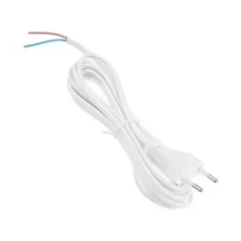 Шнур сетевой с вилкой, 2,5 м, ШВВП 2 х 0.5 мм2, белый