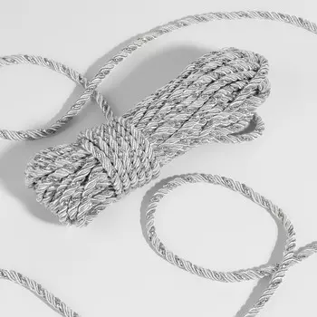 Шнур витой, d=5 мм, 10±1 м, цвет серебряный