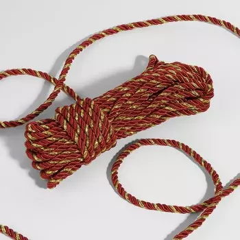 Шнур витой, d=5 мм, 10±1 м, бордовый