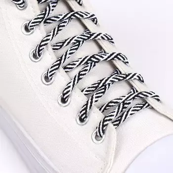 Шнурки для обуви, пара, круглые, 5 мм, 120 см, цвет чёрный/белый