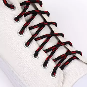 Шнурки для обуви, пара, круглые, d = 5 мм, 120 см, цвет чёрный/красный