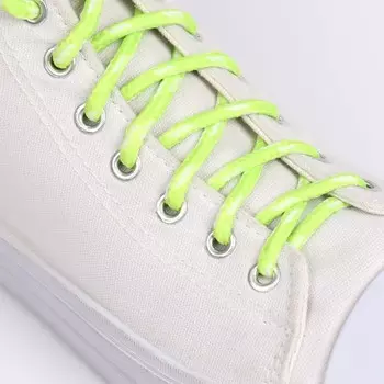 Шнурки для обуви, пара, круглые, d = 5 мм, 120 см, цвет салатовый/белый