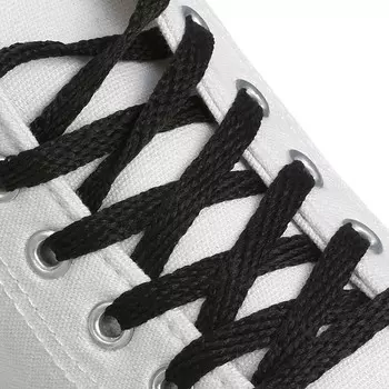 Шнурки для обуви, пара, плоские, 7 мм, 160 см, цвет чёрный