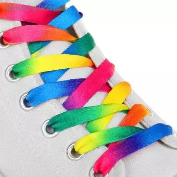 Шнурки для обуви, пара, плоские, 8 мм, 90 см, цвет радужный