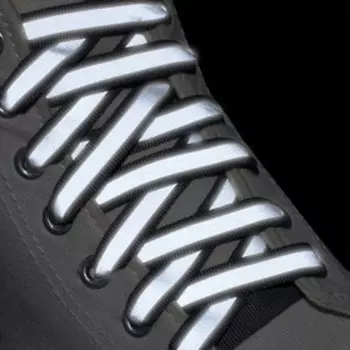 Шнурки для обуви, пара, плоские, со светоотражающей полосой, 10 мм, 120 см, цвет серый