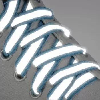 Шнурки для обуви, плоские, со светоотражающей полосой, 10 мм, 100 см, пара, цвет голубой