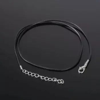 Шнурок кожаный d=2 мм, 43 см с удлинителем, цвет чёрный