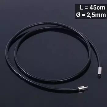 Шнурок кожаный d=2,5мм, 45см, цвет чёрный