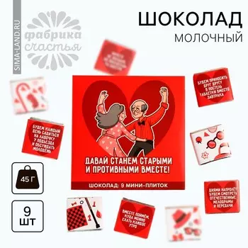 Шоколад молочный «Давай станем противными вместе», 45 г (9 шт. х 5 г).