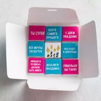 Шоколад мини молочный «С днём рождения», открытка, 5 г. х 9 шт.