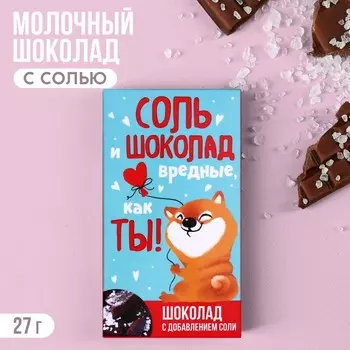 Шоколад молочный с солью «Вредине», 27 г.