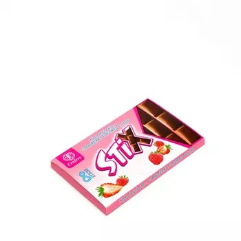 Шоколад молочный Stix молочная начинка со вкусом клубники пенал-шоубокс, 152 г