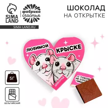 Шоколад на открытке «Любимой крыске», 5 г.