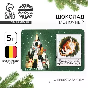 Шоколад новогодний с предсказанием «Котики», 5г
