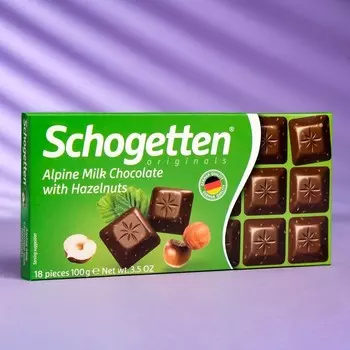 Шоколад Schogetten Alpine Milk Chocolate with Hazelnut, 100 г