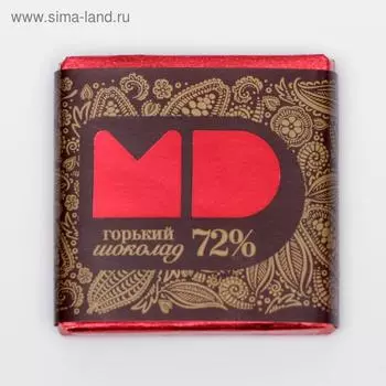 Шоколад в плитках, горький 72% какао, 5 г
