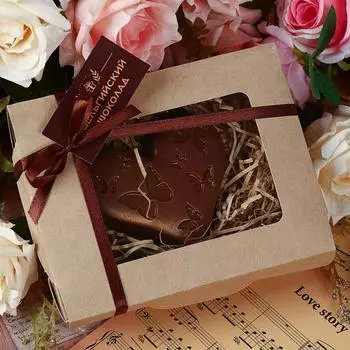 Шоколадная фигурка «Сердце с бабочками», 80 г