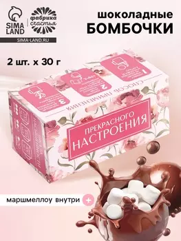 Шоколадные бомбочки с маршмеллоу «Прекрасного настроения», 2 шт.