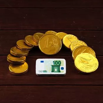 Шоколадные купюры и золотые монеты Only из молочного шоколада, 100 г