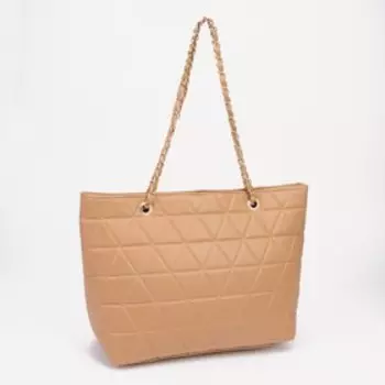 Сумка-шопер на молнии, цвет бежевый