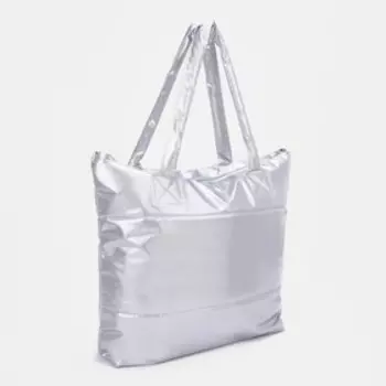 Шопер на молнии, цвет серебристый