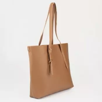 Сумка-шопер на молнии, цвет светло-коричневый
