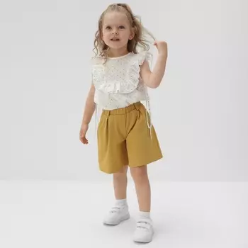 Шорты-бермуды для девочки MINAKU: Cotton collection цвет горчичный, рост 128