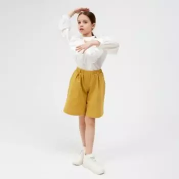 Шорты-бермуды для девочки MINAKU: Cotton collection цвет горчичный, рост 158