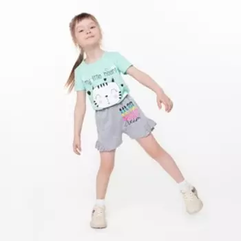 Шорты для девочки, цвет серый меланж, рост 122