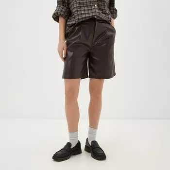 Шорты женские кожаные MIST Basе, размер 44, коричневые