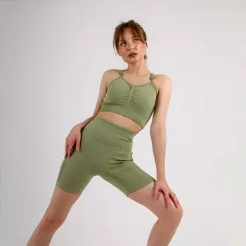 Шорты женские спортивные со сборкой, цвет олива, SL Russian Brand, р-р M