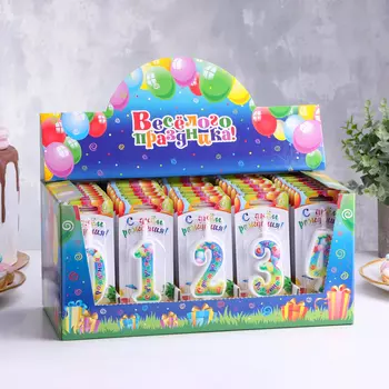 Свечи для торта цифры «С Днём Рождения», 10.2 см, в шоу-боксе, 50 штук