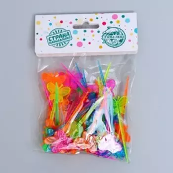 Шпажки для канапе «Бабочка», набор 50 шт., цвета МИКС