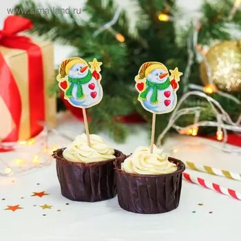 Шпажки для канапе новогодние «Снеговик со звездой», набор 12 шт.