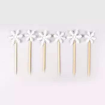 Шпажки для канапе новогодние «Снежинки» набор 6 шт.