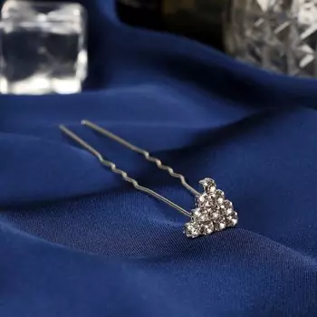 Шпилька для волос «Геометрия блеск», 16.5 см, серебро