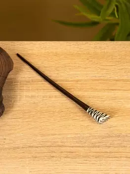 Шпилька для волос «Полосы», 17 см, дерево албезия