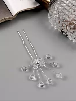 Шпилька для волос «Эмилия», шарики, 95 см, прозрачная