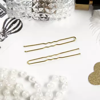 Шпильки для волос "Классика" (набор 10 шт) 6 см, золото