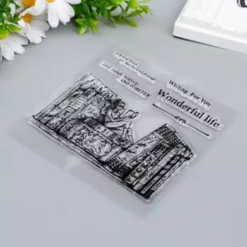 Штамп для творчества силикон "Девушка в библиотеке" 14х14 см