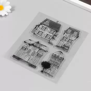 Штамп для творчества силикон "Домики" 15х18см