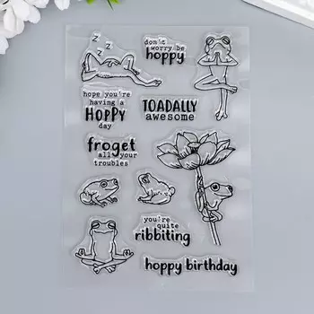 Штамп для творчества силикон "Лягушки и лотосы"