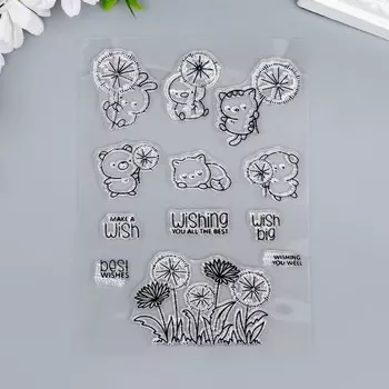 Штамп для творчества силикон "Зайчишка и одуванчики"