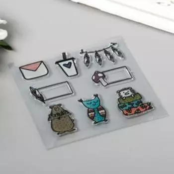 Штамп для творчества силикон "Зверята и пёрышки" 10х10 см