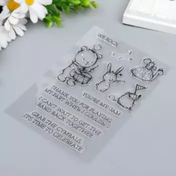 Штамп для творчества силикон "Зверята-музыканты"