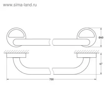 Штанга для полотенца 70 см, хром, FBS