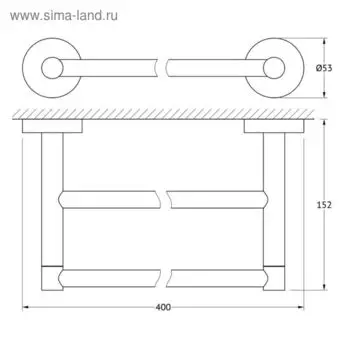 Штанга для полотенца двойная 40 см, хром, ARTWELLE